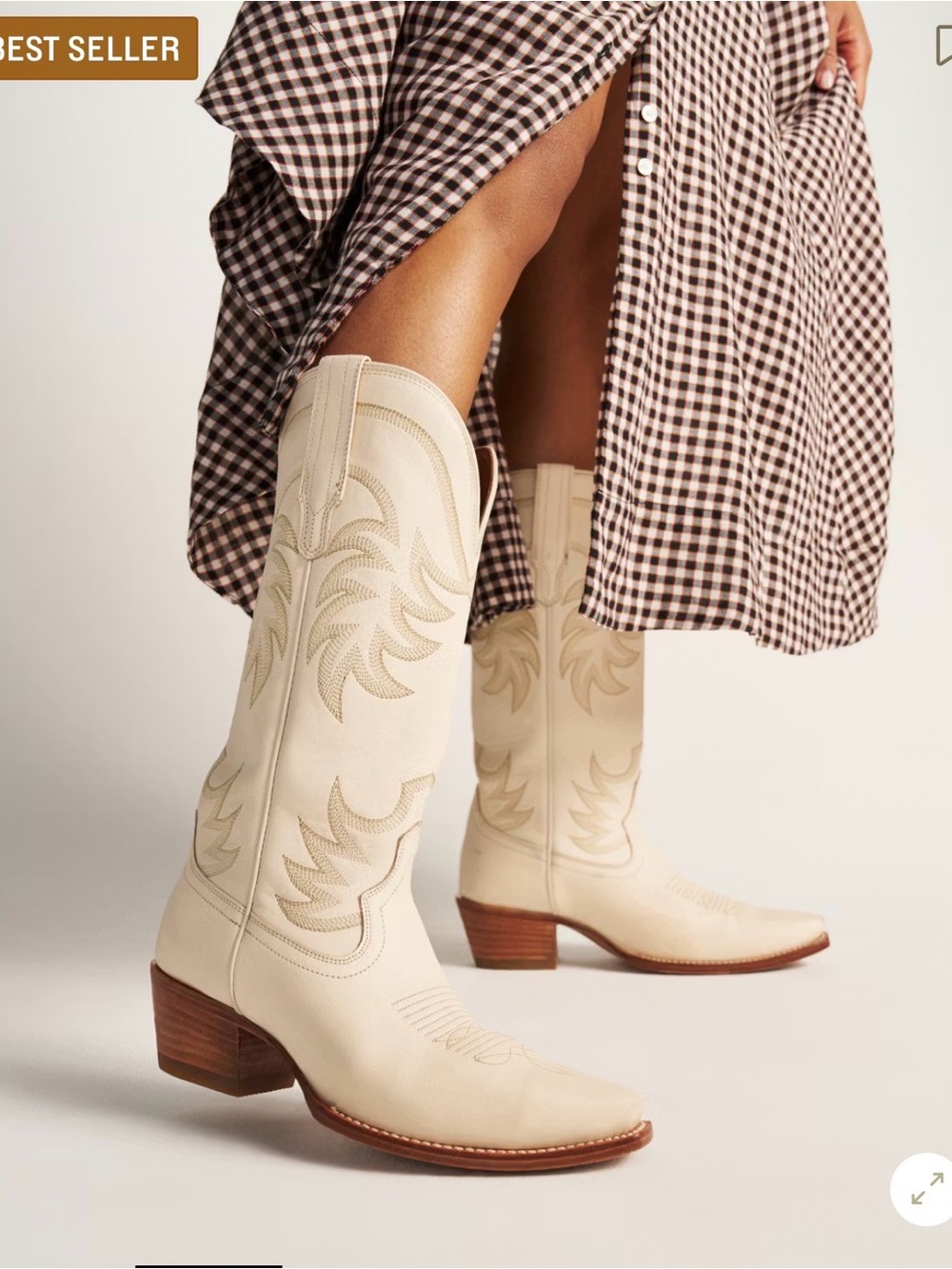 Tecovas Cream Western Mid-Calf Heeled Boots for Women